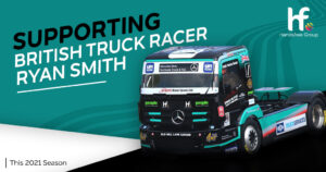 Image of Ryan Smith's truck with the accompanying text stating "Supporting British Truck Racer Ryan Smith"